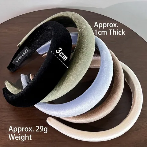 Diadema Engrosada de Terciopelo y Esponja Retro para Mujer Estilo Francés Color Sólido Banda de Tela para el Cabello Accesorios