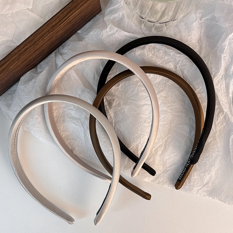 Diadema de Satén Francesa Simple de Color Sólido Textura Diadema para Mujer Elegante Tocado de Tela Accesorios para el Cabello Hechos a Mano