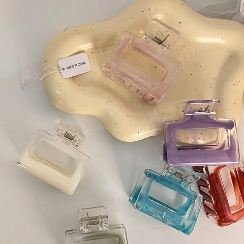Pinza per Capelli Rettangolare Vuota in Stile Coreano Texture Marmo Resina Acrilica Antiscivolo Accessori per Capelli Donna