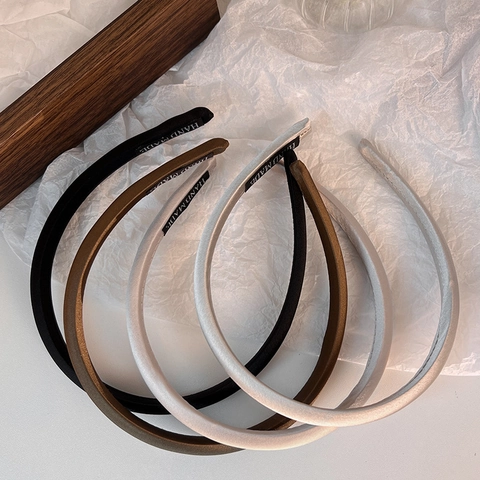 Diadema de Satén Francesa Simple de Color Sólido Textura Diadema para Mujer Elegante Tocado de Tela Accesorios para el Cabello Hechos a Mano