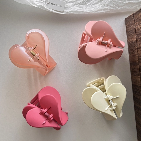 French Style Heart Shape Hair Claw Clip Double Layer Sweet Niche Design Shark Clip Elegant Hair Accessory For Women Styling