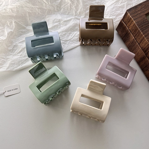 Geometric Hollow Square Hair Claw Clip Morandi Color Simple Elegant Hair Jaw Clip Non Slip Hair Clamp For Women Hair Styling