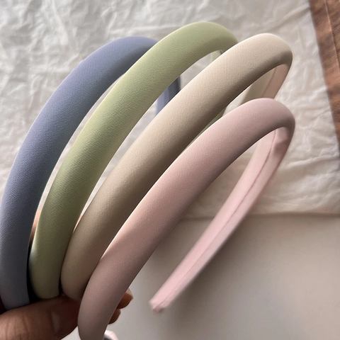 French Retro Thicken Sponge Fabric Hairband Solid Color Minimalist Wide Headband For Women Face Wash Daily Hair Accessories