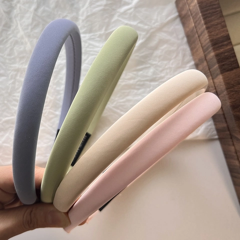 French Retro Thicken Sponge Fabric Hairband Solid Color Minimalist Wide Headband For Women Face Wash Daily Hair Accessories