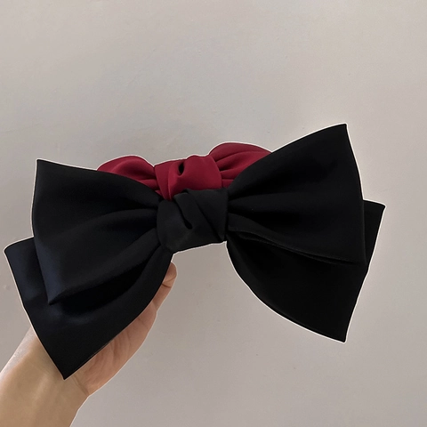 Pinza para el Cabello con Lazo de Satén Grande para Mujer Clip de Resorte de Doble Capa Accesorios Vintage
