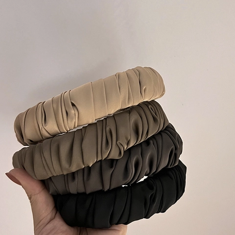 Französisch Vintage Satin Gerafft Haarreif Für Damen Breiter Rand Falten Stirnband Elegant Retro Täglich Haarschmuck