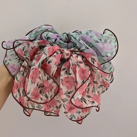 Französisch Elegant Chiffon Blumen Große Schleife Haarklammer Süße Übergroße Federclip Ästhetische Handgemachte Haar-Accessoires Damen