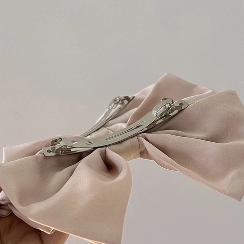 Pasador de Pelo con Lazo de Satén Grande para Mujer Elegante Estilo Francés Clip de Resorte Hecho a Mano Accesorios para el Cabello Dulces