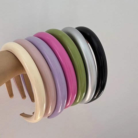 Französischer Stil Gepolsterter Haarreif Für Damen Hoher Schädelaufsatz Schwamm Verdicktes Haarband Kunstleder Minimalist Bonbonfarben Haarschmuck