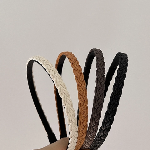 French Vintage Braided Twist Headband Simple Solid Color Synthetic Fiber Woven Hair Band For Women Fashion Hair Accessories