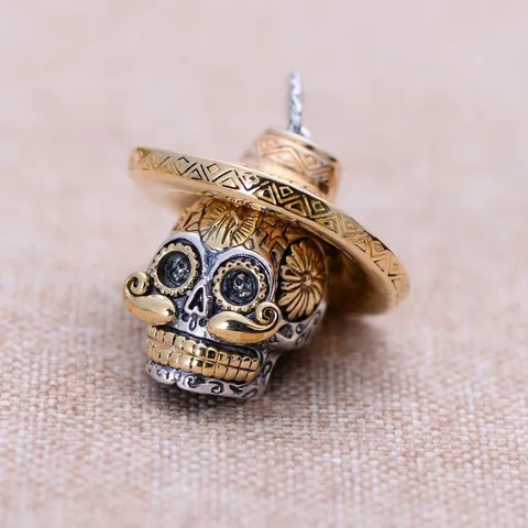 Messicano Giorno Dei Morti Teschio Ciondolo Sombrero Cappello Vintage Punk Biker Lega Ciondolo Per Uomo Donna Gotico Gioielli Regalo