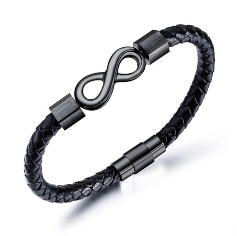 Bracelet Tressé en Cuir Infini Minimaliste pour Hommes Fermoir en Alliage Bijoux Décontractés Accessoire Cadeau pour Garçons