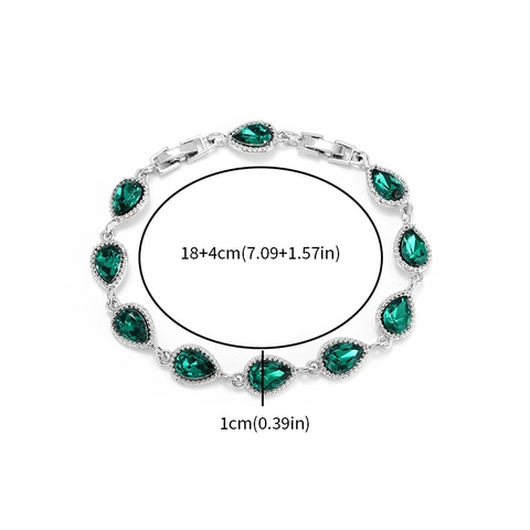 Silver Plated Pear Cut Multi Color Gemstone Halo Bracelet For Women Alloy Rhinestone Simple Daily Party Jewelry Bracelet