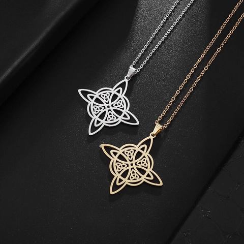 Heksenknoop Ketting Roestvrij Staal Keltische Knoop Driehoek Geometrische Hanger Gothic Wicca Sieraden Voor Dames Heren
