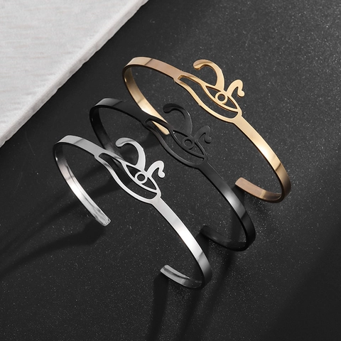Vintage Edelstahl Auge Des Horus Offener Armreif Altes Ägyptisches Mysteriöses Symbol Verstellbares Armband Für Herren Damen Schmuck