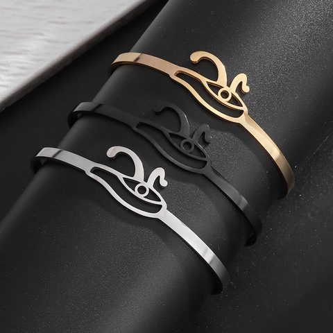 Vintage Edelstahl Auge Des Horus Offener Armreif Altes Ägyptisches Mysteriöses Symbol Verstellbares Armband Für Herren Damen Schmuck