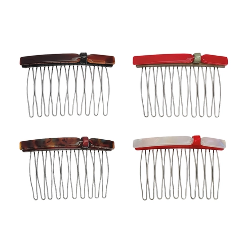 Pettine per Capelli in Acetato Stile Coreano con Denti in Metallo Clip Laterale Accessorio per lo Styling Quotidiano Donna