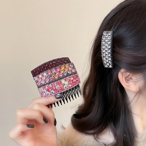 Pettine per Capelli Coreano Lussuoso con Strass Elegante Fermaglio in Cristallo per Donna Clip Laterale Copricapo Accessori