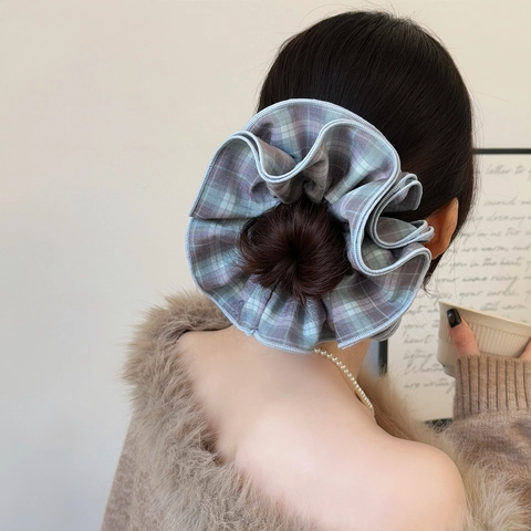 Elastici per Capelli in Tessuto Plaid Vintage Grandi Eleganti Lacci per Capelli a Quadri per Donna Accessori Quotidiani