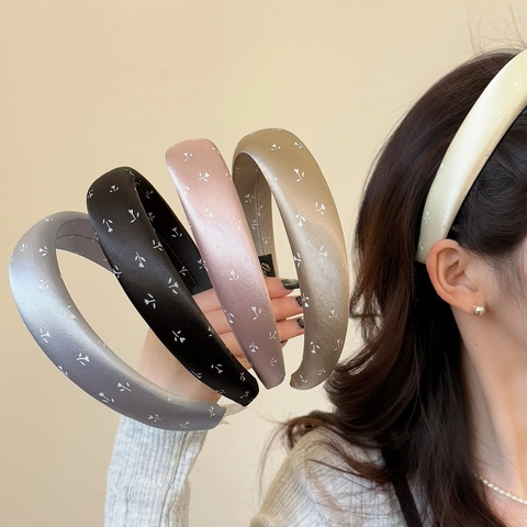 Cerchietto in Raso Imbottito Retro da Donna Stile Francese Piccola Stampa Floreale Spugna Spessa Accessori per Capelli
