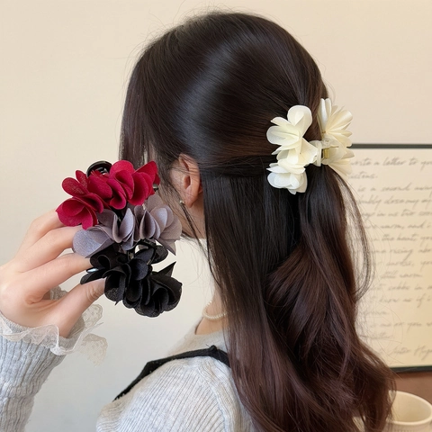 Koreanisch Süß Chiffon Blume Haarklammer Elegant Groß Netzgewebe Blumen Haargreifer Für Damen Fee Haarschmuck Geschenk