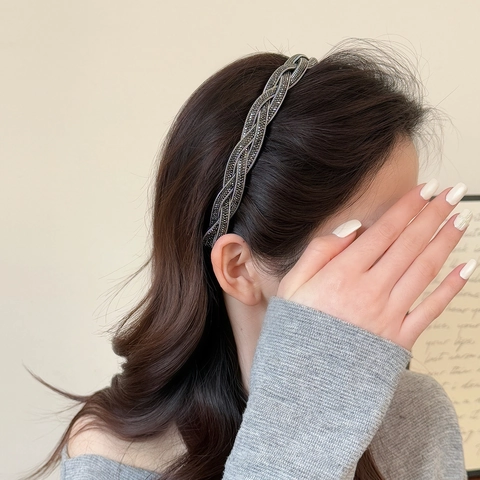 Luxuriöser Geflochtener Haarreif Im Koreanischen Stil Mit Strasssteinen Vintage Glänzender Gedrehter Haarschmuck Für Damen Eleganter Party Schmuck