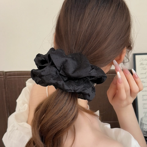 Oversized Mesh Tulle Scrunchie Polka Dot Solid Elegant Fluffy Hair Tie For Women Daily Dating Hair Accessories
