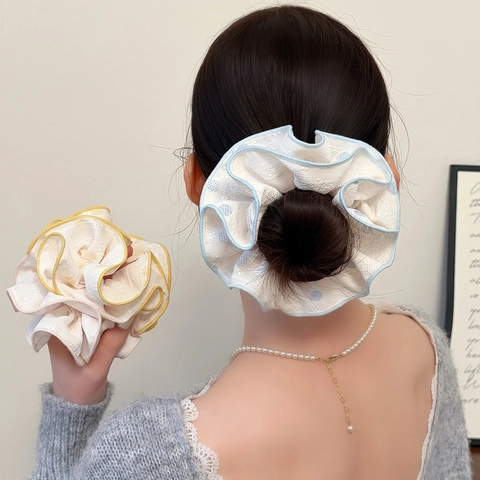 Französischer Stil Spitze Haargummi Mit Bandschleife Und Künstlicher Perle Eleganter Plissee Haargummi Für Damen Alltag Haarschmuck