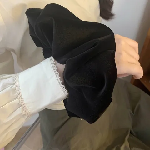 Elastico per Capelli Oversize in Velluto Nero Grande Scrunchie a Pieghe Fascia Elastica per Donna Accessorio Vintage