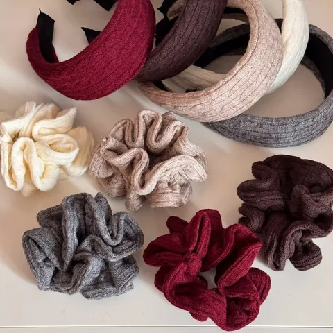 Vintage Gestrickte Zopfmuster Haargummi Und Stirnband Herbst Winter Weiches Haarzubehör Für Damen Haarstyling Dekoration