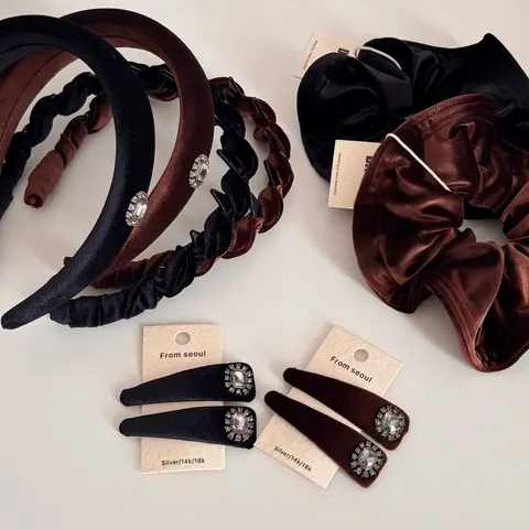 Diadema de Terciopelo Vintage Trenzada Banda para el Pelo Coletero Pinza Strass Elegante Antideslizante Accesorios de Pelo Mujer