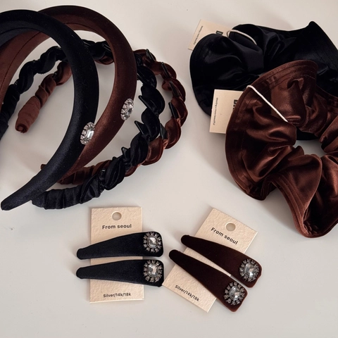 Diadema de Terciopelo Vintage Trenzada Banda para el Pelo Coletero Pinza Strass Elegante Antideslizante Accesorios de Pelo Mujer