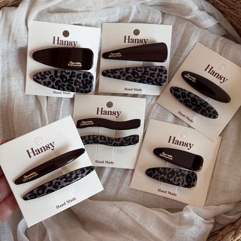 Leopard Print Acetate Hair Clip Set For Women Elegant Duckbill Hairpin Solid Color Grey Leopard Pattern Retro Hair Accessories