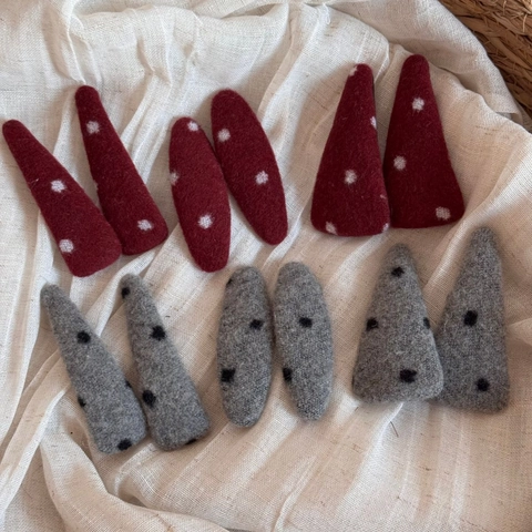 Fermaglio per Capelli in Stile Coreano in Feltro a Pois Clip BB in Tessuto Fatto a Mano per Donna Dolce Accessori