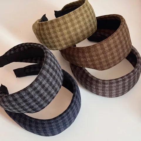 Britischer Retro Kariert Breit Stoff Haarreif Für Damen Vintage Plaid Haarreif Herbst Winter Haarschmuck