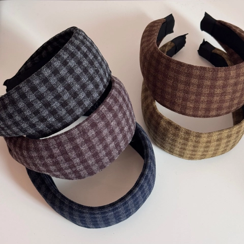 Britischer Retro Kariert Breit Stoff Haarreif Für Damen Vintage Plaid Haarreif Herbst Winter Haarschmuck