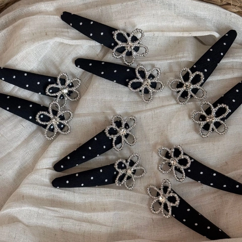 Haarspange Stoff Punktmuster Blume Mit Strass Eleganter Koreanischer Stil Seitenhaarnadel Für Damen Alltag Party Haarschmuck