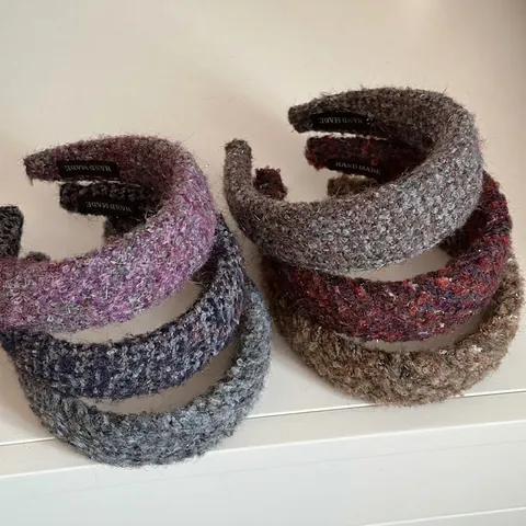 Koreanischer Stil Breite Krempe Plüsch Tweed Stirnband Für Damen Herbst Winter Verdickte Handgefertigte Mode Haarband Schmuck
