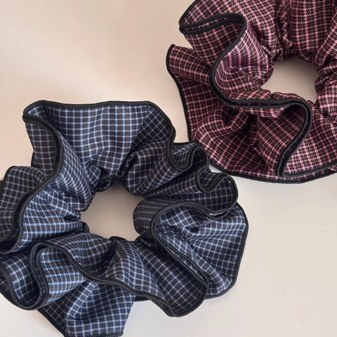Chouchous à Carreaux Larges de Style Coréen Bandeaux à Cheveux en Tissu Double Couche pour Femmes Accessoires de Coiffure à Carreaux