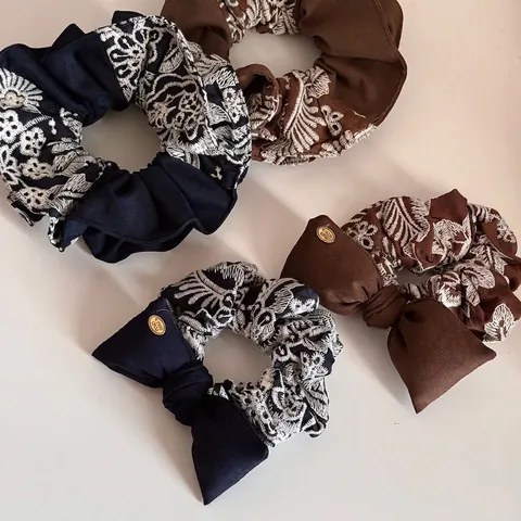 Vintage Gestrickte Blumen Stickerei Scrunchies Für Damen Elegante Schleife Haargummis Stoff Haarschmuck Für Alltag Party