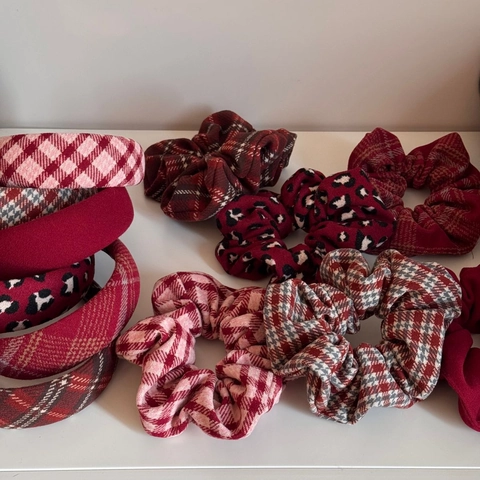 New Year Red Plaid Fabric Headband Retro Leopard Print Scrunchie Thickened High Skull Top Hair Hoop Winter Hair Accessories