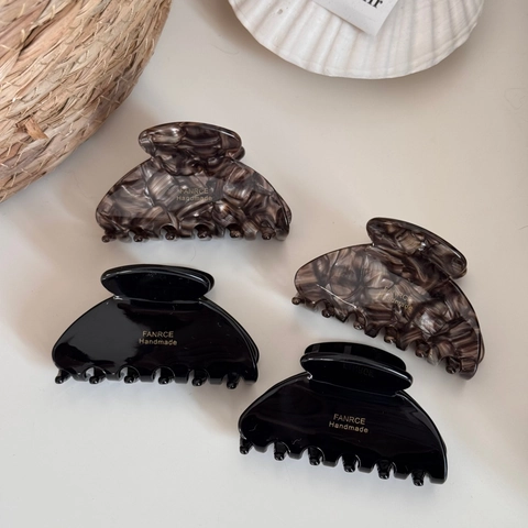 Französischer Retro Fächerförmiger Haargreifer Handgefertigt Marmormuster Hai-Clip Für Damen Haarstyling Kopfschmuck