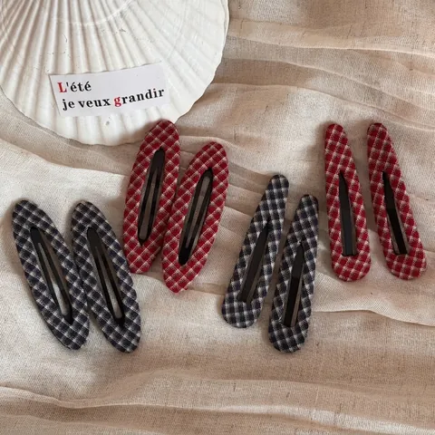 Mollette per Capelli in Stile Coreano a Quadretti Traforate Vintage in Tessuto Lega Fermagli per Capelli Donna Ragazze