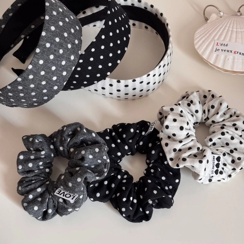 Koreanischer Stil Punkte Stoff Stirnband Und Haargummi Für Damen Süß Breit Rand Haarreif Retro Haarschmuck Täglich Zubehör
