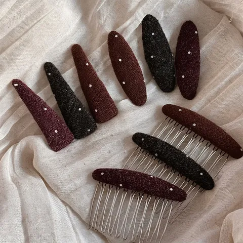 Haarklammer Im Koreanischen Stil Mit Punktmuster Vintage BB-Clip Dunkelrot Schwarz Kaffeebraun Haarkamm Damen Haarschmuck