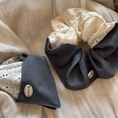 Élégante Pince à Cheveux en Tissu Patchwork de Dentelle Grande Pince Requin Faite à la Main Accessoires Cheveux Femme