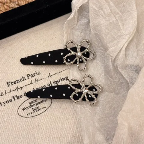 Accessori per Capelli Stile Coreano Pois Tessuto Fiore Fermaglio Strass Perla Artificiale Cerchietto Elegante Vintage per Donna