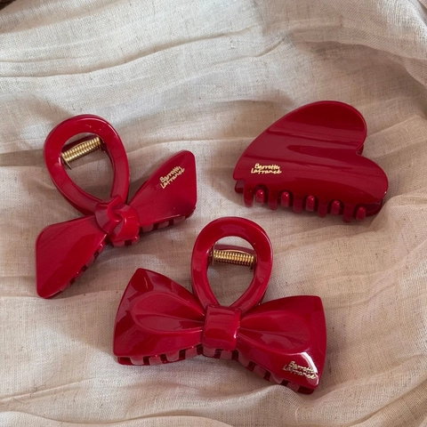 Molla per Capelli a Fiocco Rosso Stile Francese per Donna Elegante Pinza in Resina a Cuore Accessori per Capelli per Festa di Capodanno