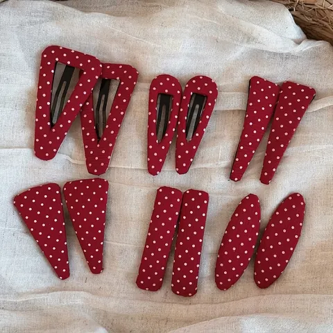 Pinces À Cheveux Vintage En Tissu À Pois Rouges Pour Femmes Filles Style Coréen Doux Barrettes Géométriques BB Accessoire