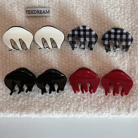 Acetate Cloud Shape Small Hair Claw Clip Checkerboard Pattern Mini Hairpin Hair Accessories For Women Half-Up Hair Styling